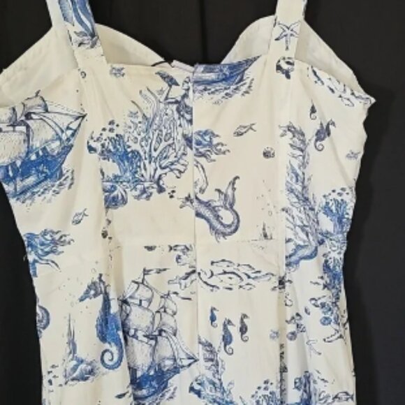 " wall paper dress " nautical, ocean, mermaid, beach, aquatic. - Picture 3 of 7